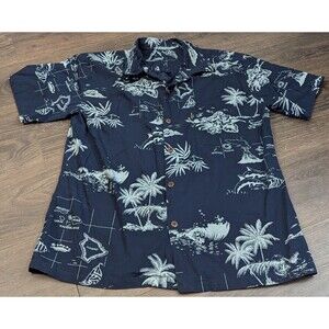 Palmwave Hawaii Shirt Mens Blue Hawaiian Bust 23"x 23" Length (612m)